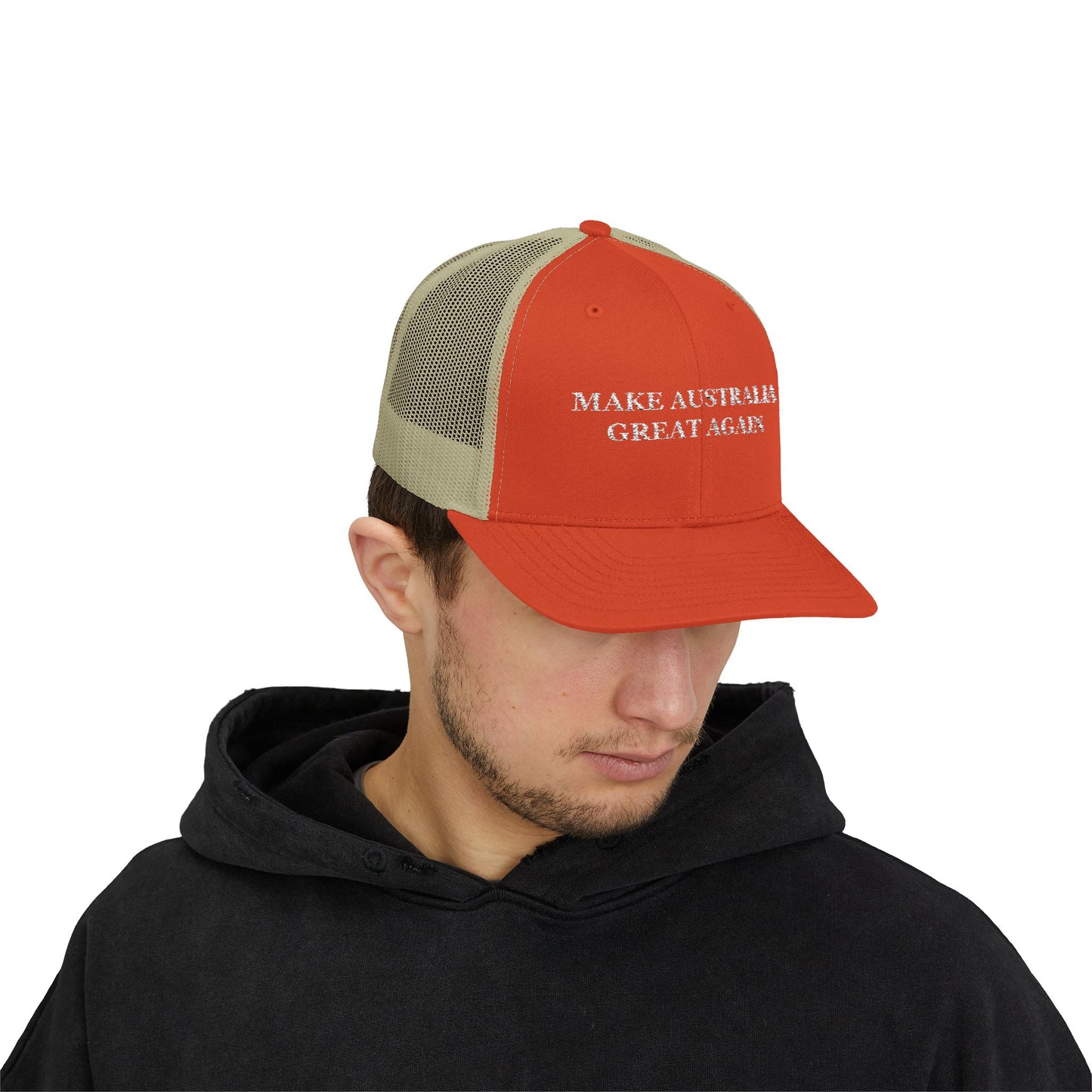 MAKE AUSTRALIA GREAT AGAIN ORANGE TRUCKER CAP